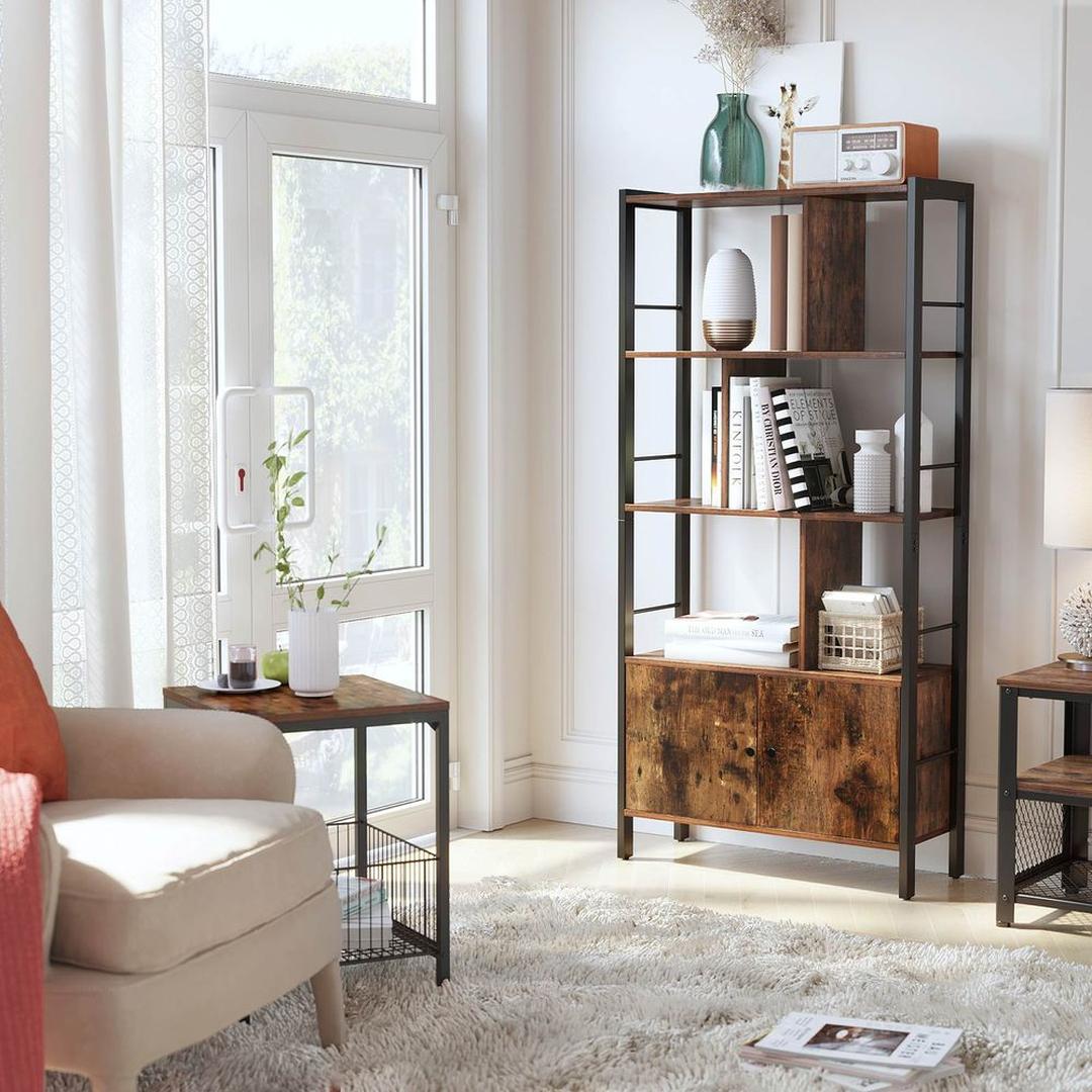 Boekenkast met 4 Legplanken – Open Opbergkast voor Woonkamer, Kantoor of Slaapkamer