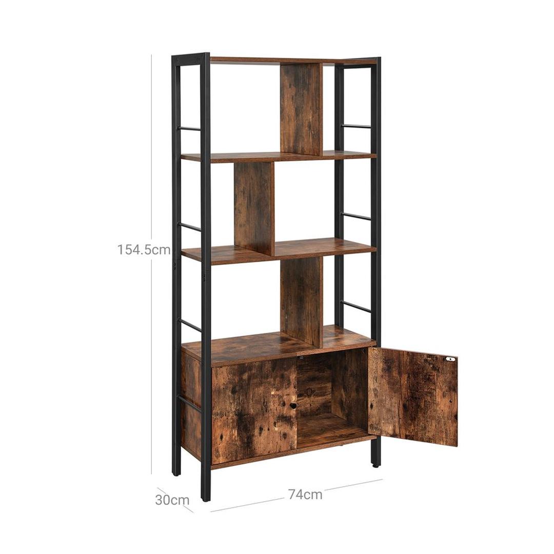 Boekenkast met 4 Legplanken – Open Opbergkast voor Woonkamer, Kantoor of Slaapkamer