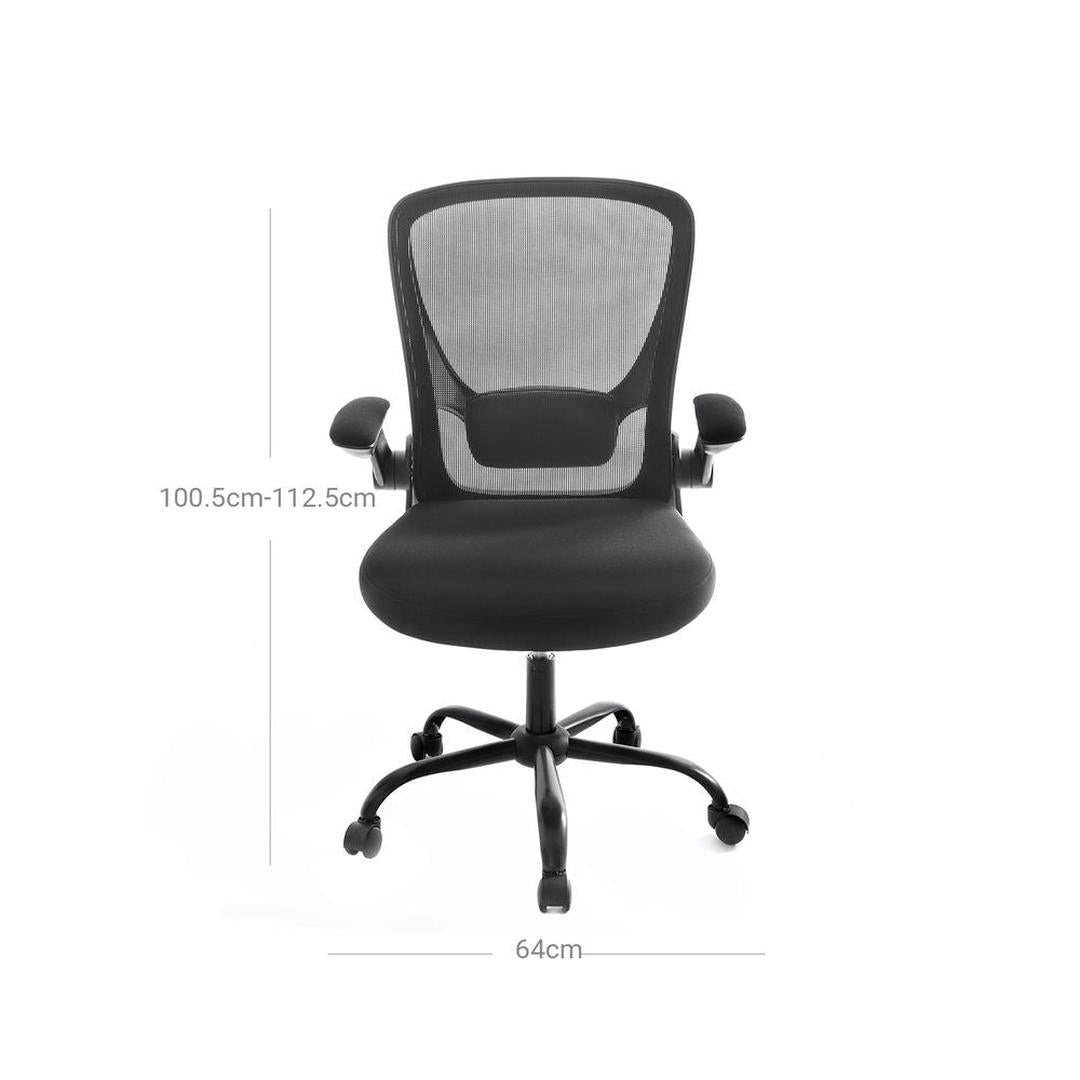 Bureaustoel met Opklapbare Armleuningen – Ergonomisch Zitcomfort – In Hoogte Verstelbaar voor Werkplek en Thuis