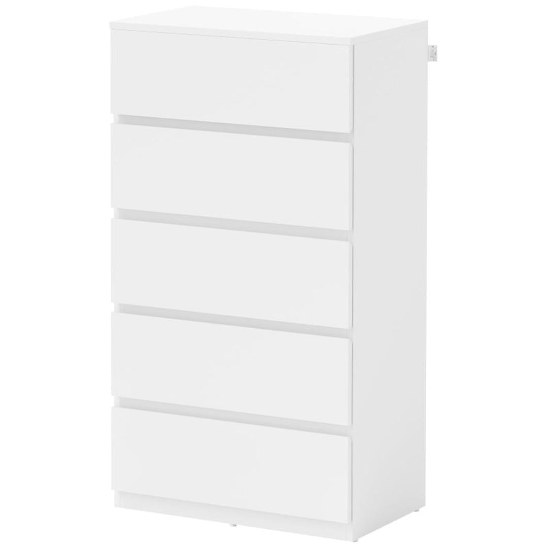 Ladekast met 5 Lades – Opbergkast van Hout – 55 × 34 × 100 cm – Wit
