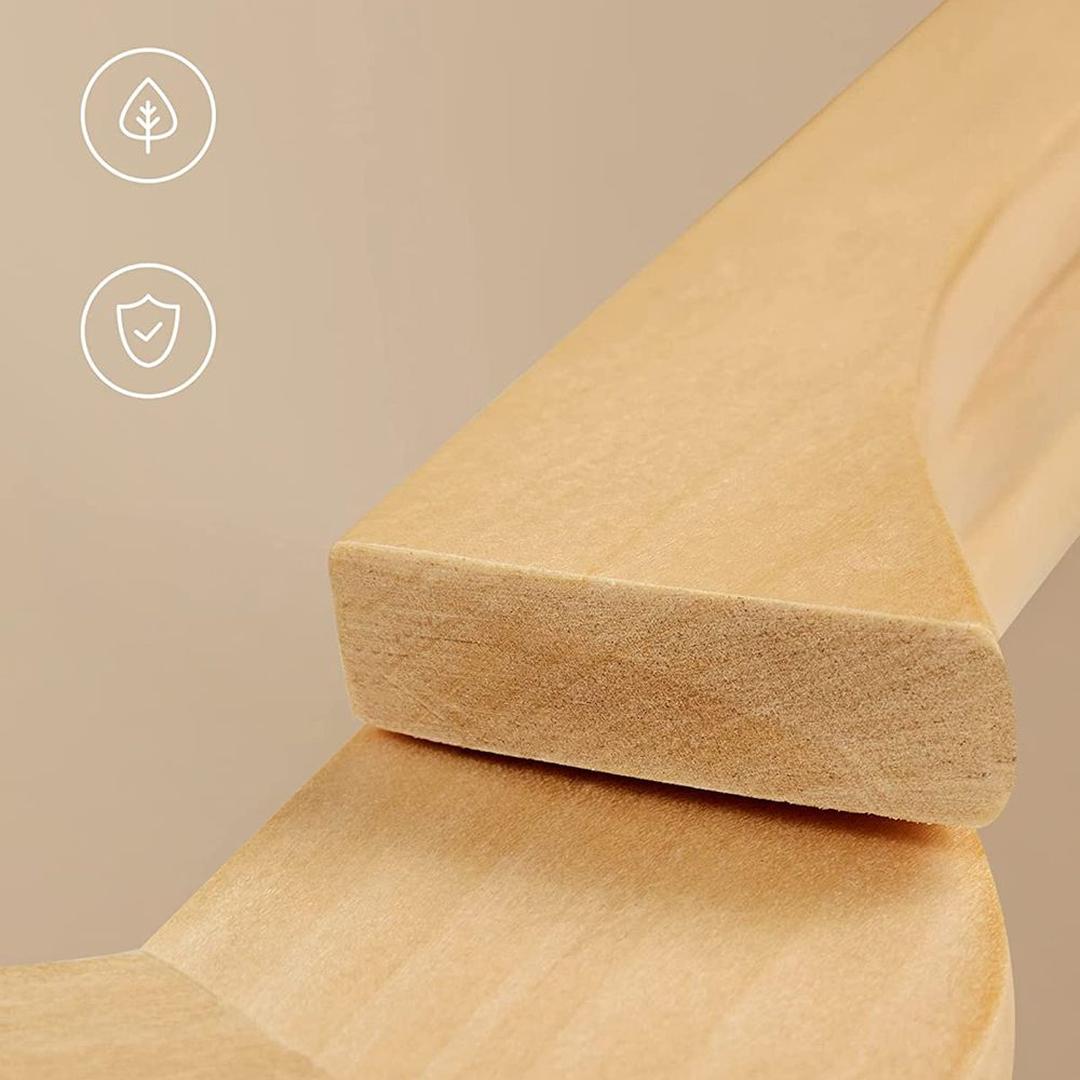 Set Massieve Houten Kledinghangers van Esdoorn – Met Antislip Broeklat, Schouderuitsparingen en Draaibare Haak