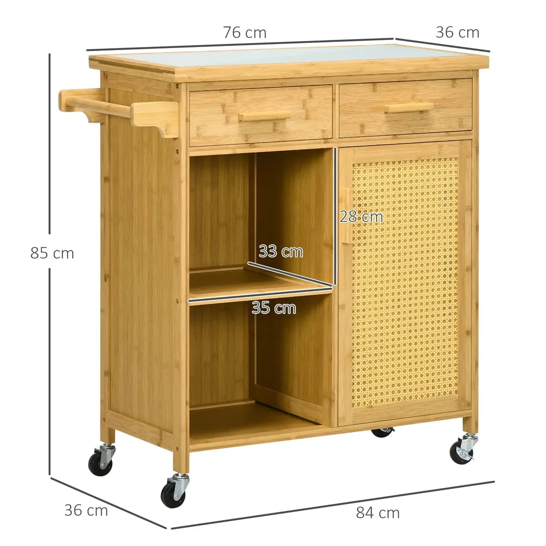 Keukentrolley met 1 Kruidenrek en 1 Handdoekhouder – 109 x 40 x 89 cm, Witte Servierwagen op Wielen