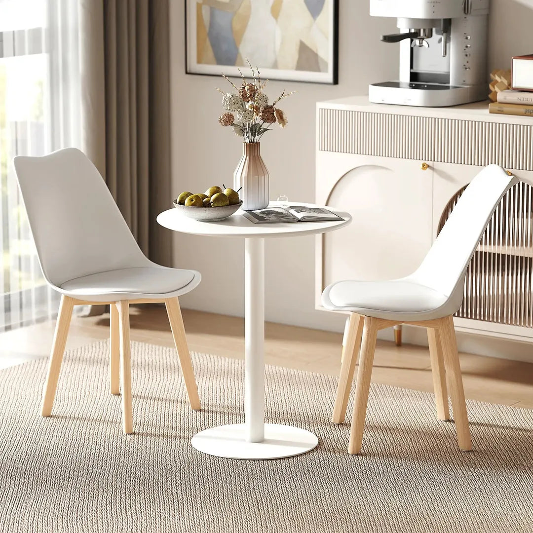 Ronde Eettafel voor 2 Personen – Stalen Frame – Geschikt voor Binnen en Buiten – Wit
