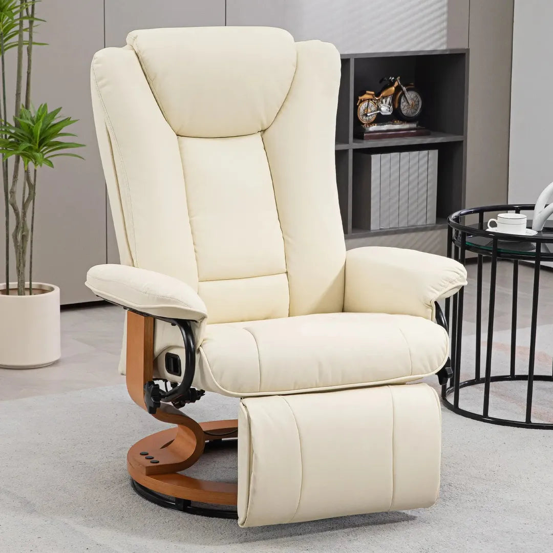 Relaxfauteuil met Ligfunctie – Draaibaar – Kunstleer Zwart – Stalen Frame – Max. 150 kg