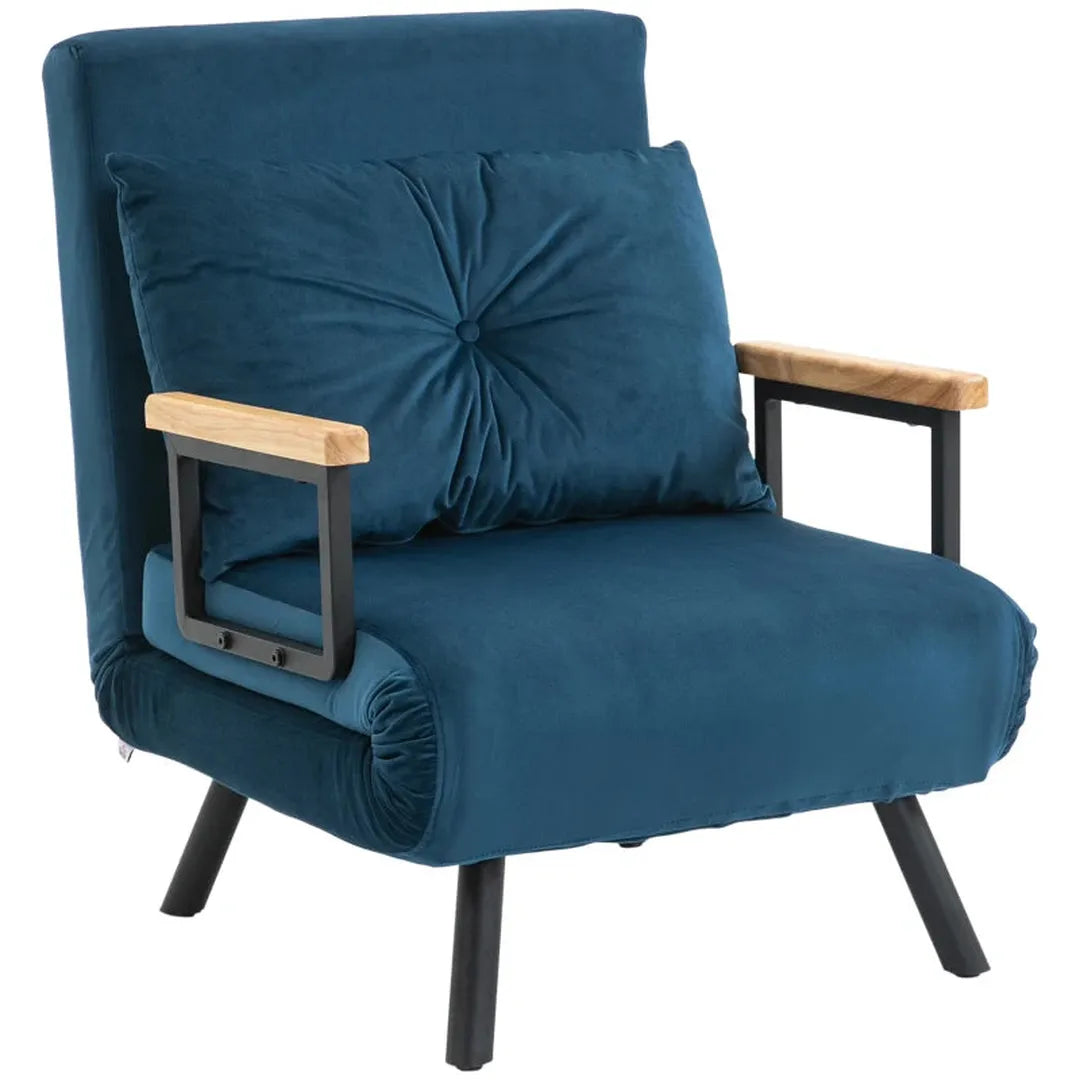 Relaxfauteuil Scandinavisch design – verstelbare rugleuning – inclusief gestikte kussen – zwart/naturel