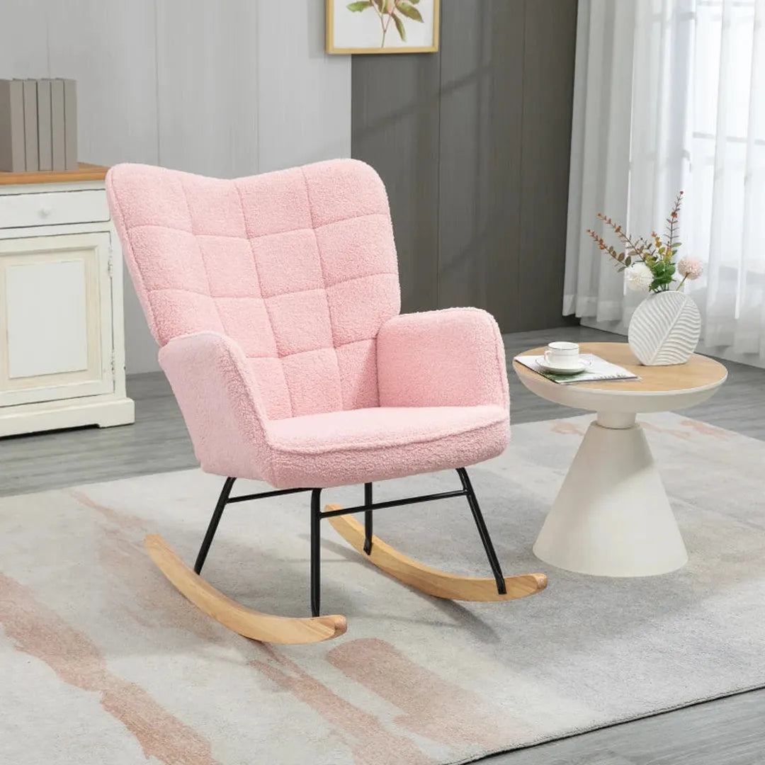 Schommelstoel van massief hout – fauteuil – 98 x 71 x 101 cm – natuurlijk hout