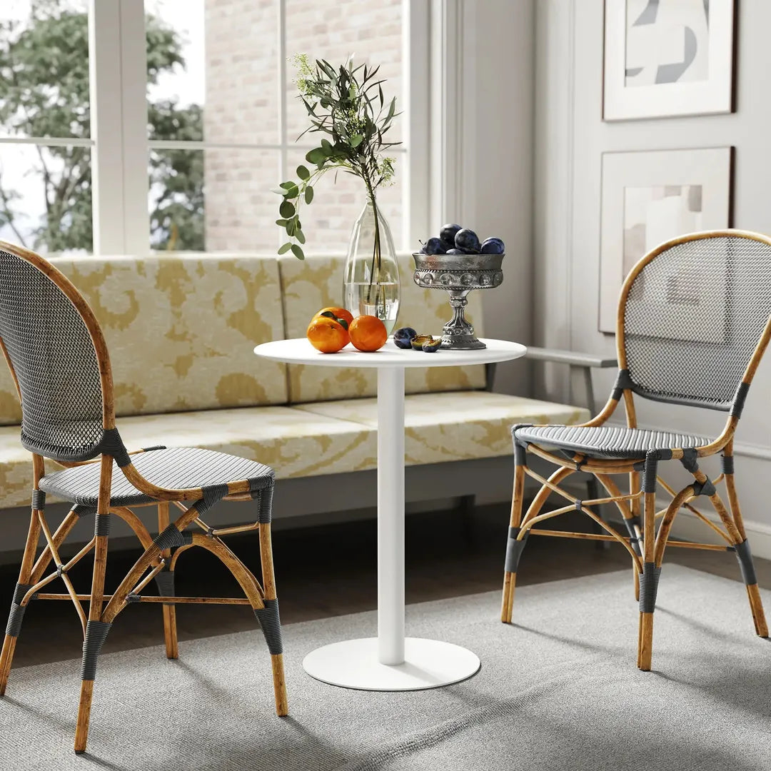 Ronde Eettafel voor 2 Personen – Stalen Frame – Geschikt voor Binnen en Buiten – Wit