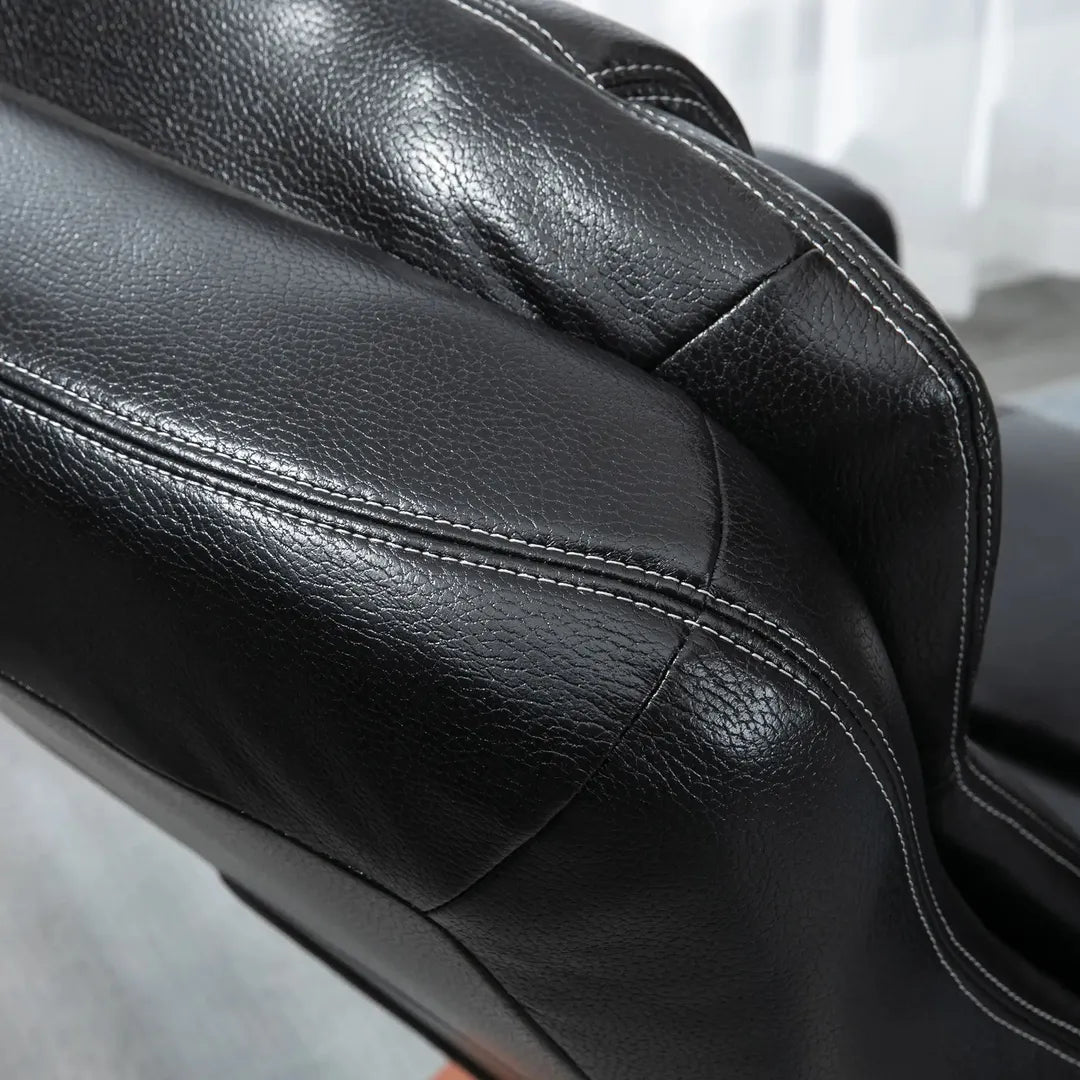 Relaxfauteuil met Ottoman – Draaiend en Verstelbaar Ligbed – Zwart en Bruin Kunstleer