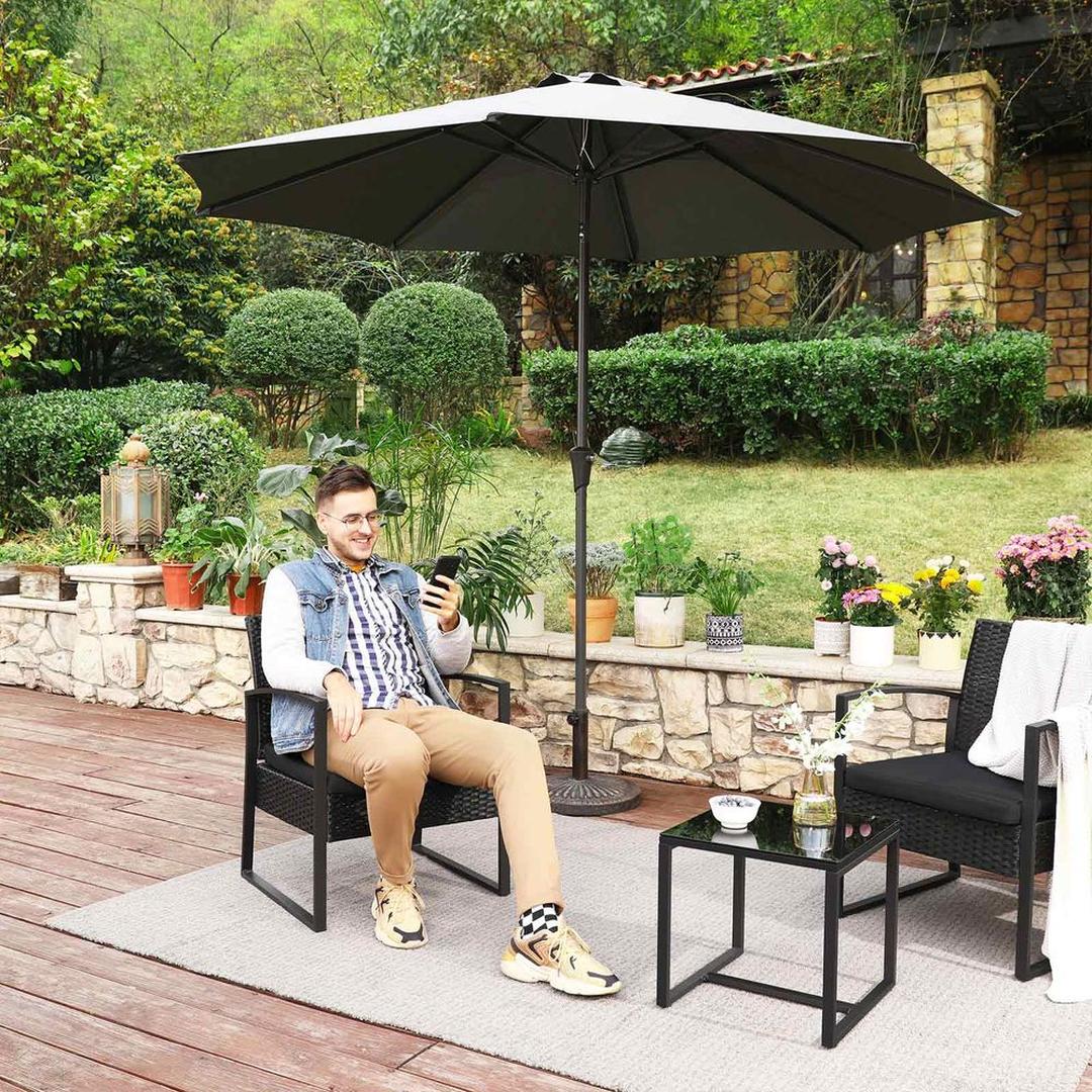 Tuinmeubelset 3-delig in rattanlook – 2 stoelen en bijzettafel – PE rotan en stalen frame – draagkracht 150 kg per stoel