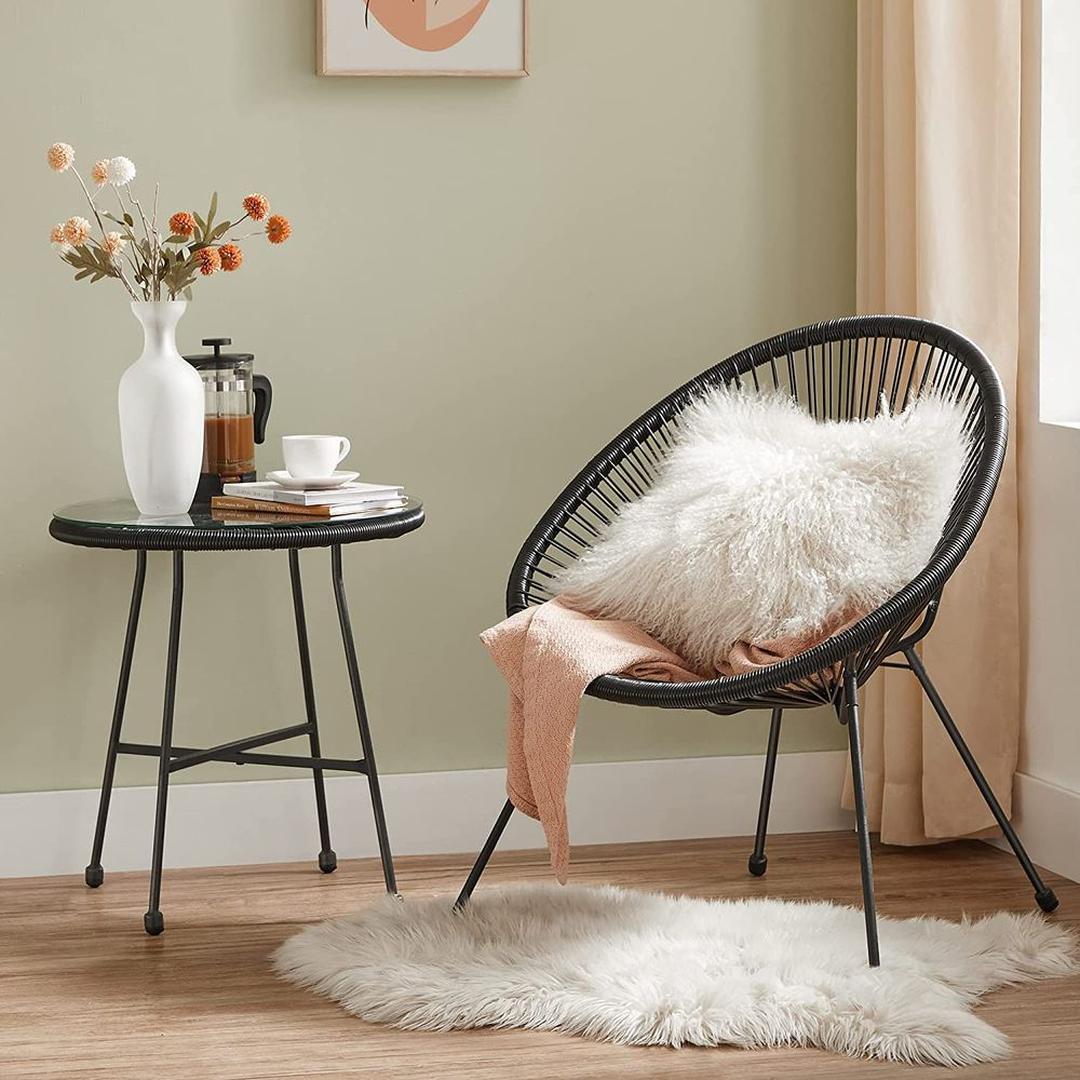 Tuinstoelen met tafel in Acapulco stijl – 2 stoelen met gehard glazen bijzettafel – stalen frame – draagkracht 130 kg