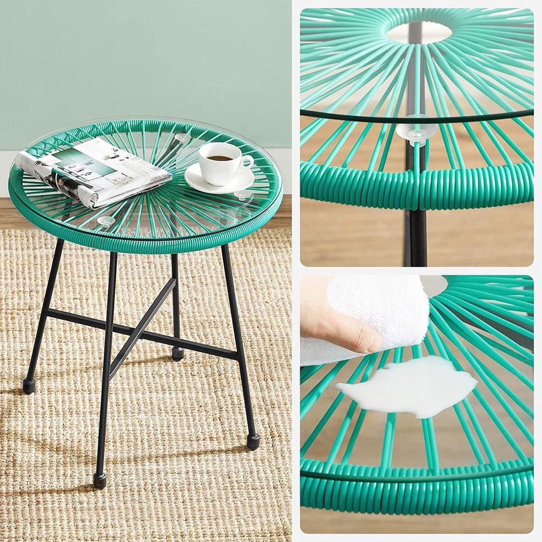 Tuinstoelen met tafel in Acapulco stijl – 2 stoelen met gehard glazen bijzettafel – stalen frame – draagkracht 130 kg