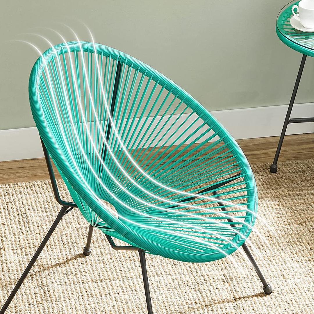 Tuinstoelen met tafel in Acapulco stijl – 2 stoelen met gehard glazen bijzettafel – stalen frame – draagkracht 130 kg