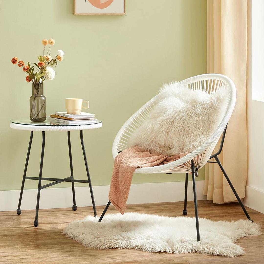 Tuinstoelen met tafel in Acapulco stijl – 2 stoelen met gehard glazen bijzettafel – stalen frame – draagkracht 130 kg