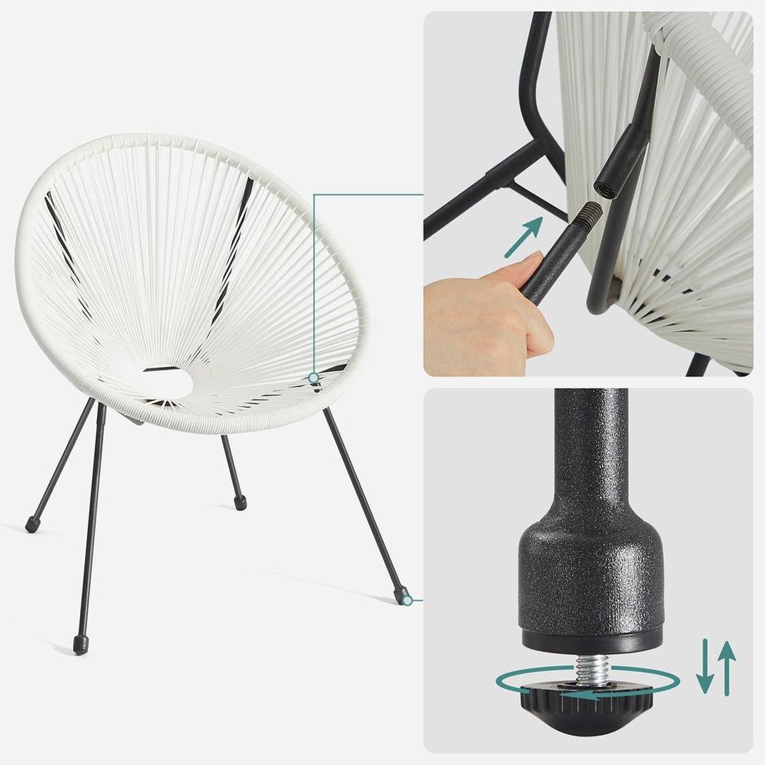 Tuinstoelen met tafel in Acapulco stijl – 2 stoelen met gehard glazen bijzettafel – stalen frame – draagkracht 130 kg