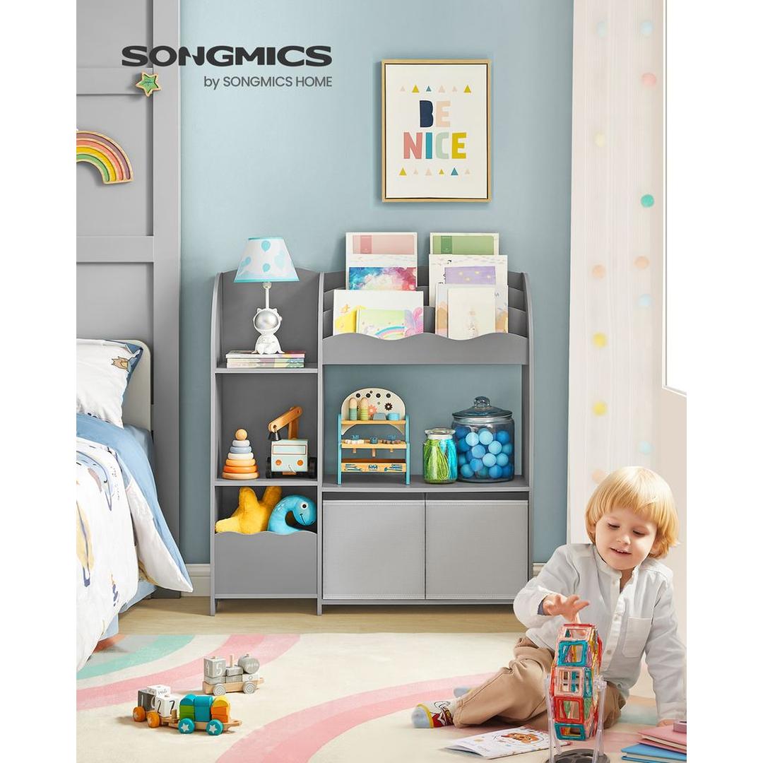 Kinderopbergkast met 2 Opbergbakken voor Speelgoed en Boeken – Wolkenwit – Praktisch Meubel voor Kinderkamer