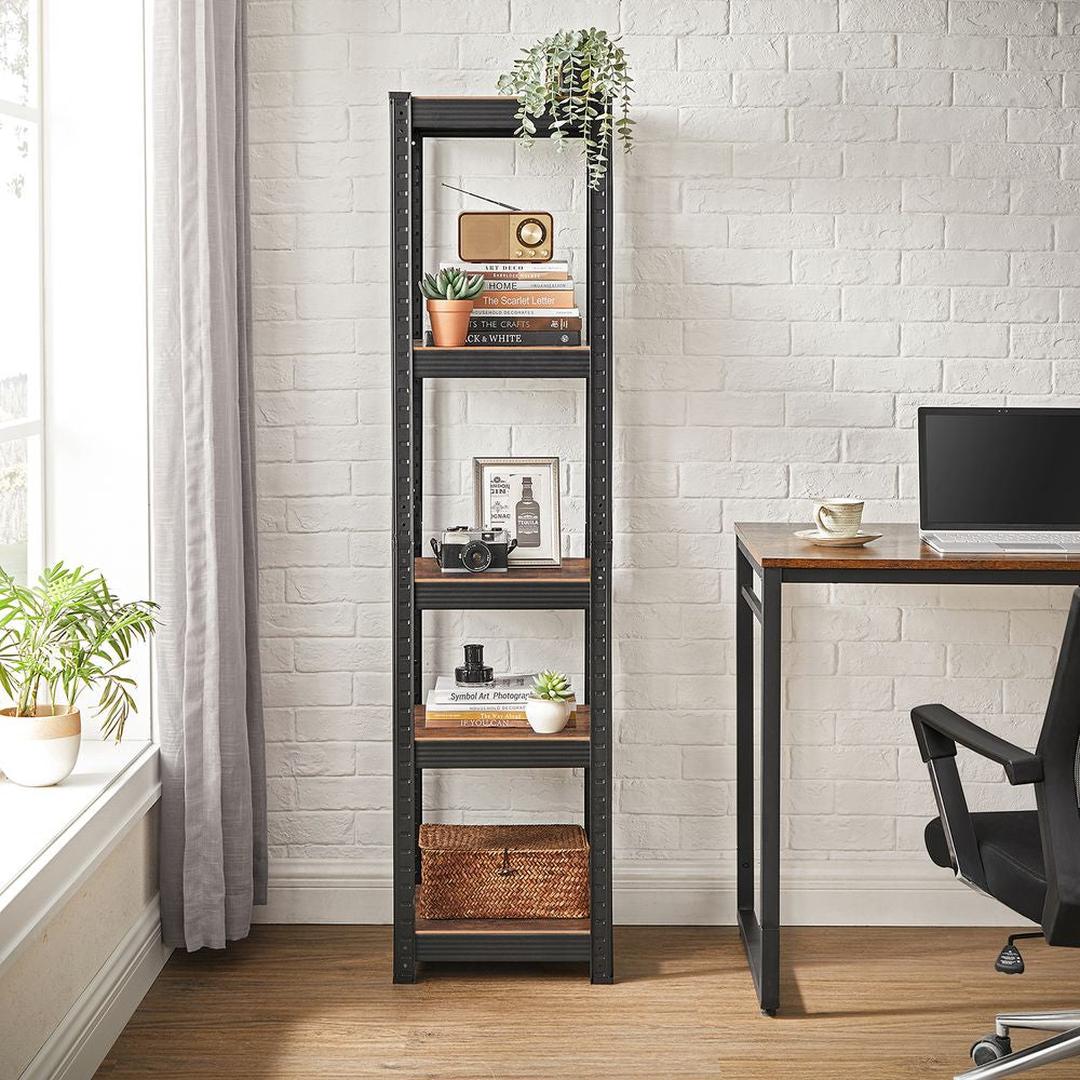 Industriële Boekenkast – Open Opbergkast met Metalen Frame voor Woonkamer of Kantoor