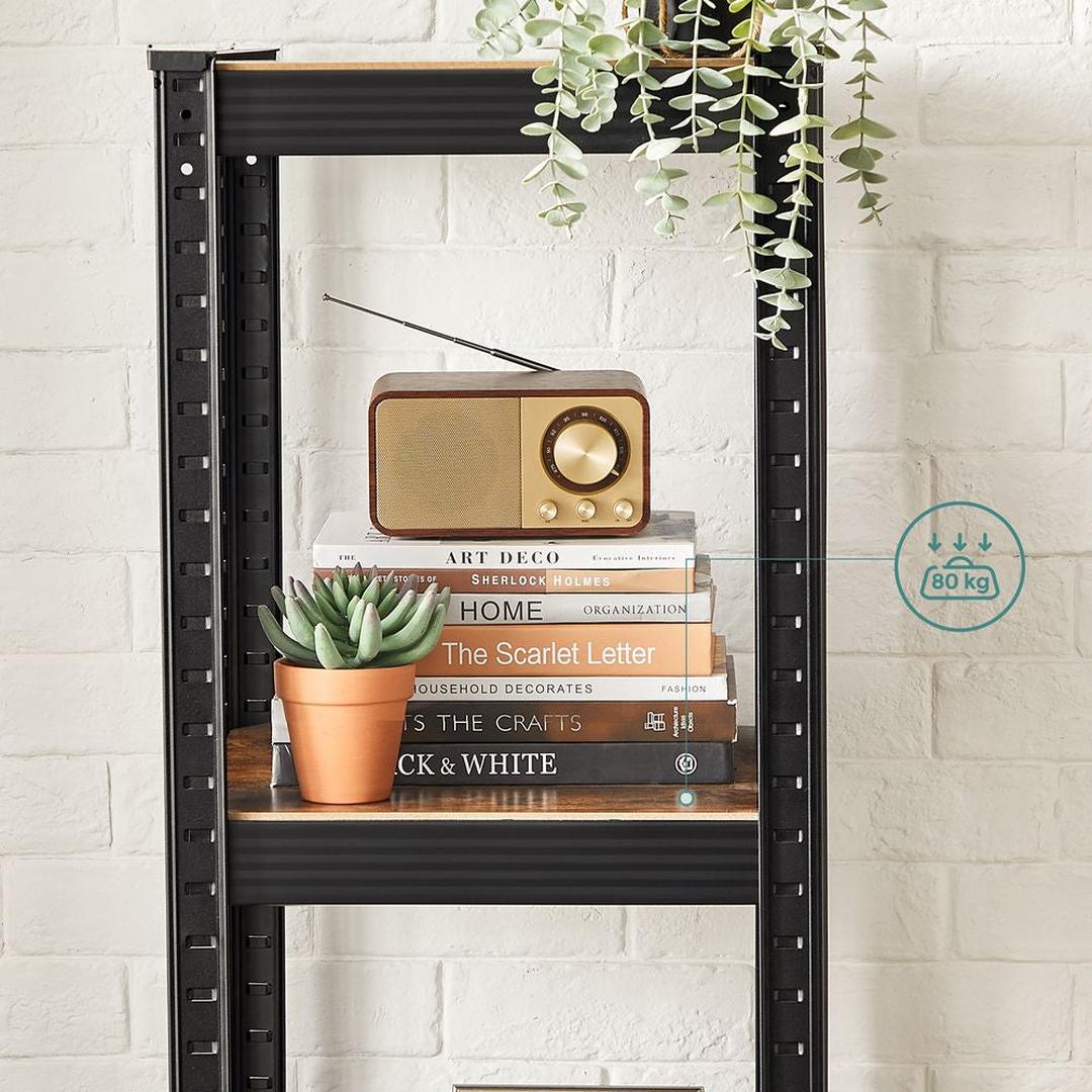 Industriële Boekenkast – Open Opbergkast met Metalen Frame voor Woonkamer of Kantoor
