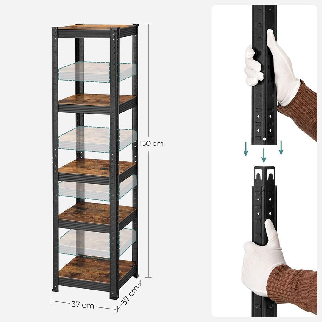 Industriële Boekenkast – Open Opbergkast met Metalen Frame voor Woonkamer of Kantoor