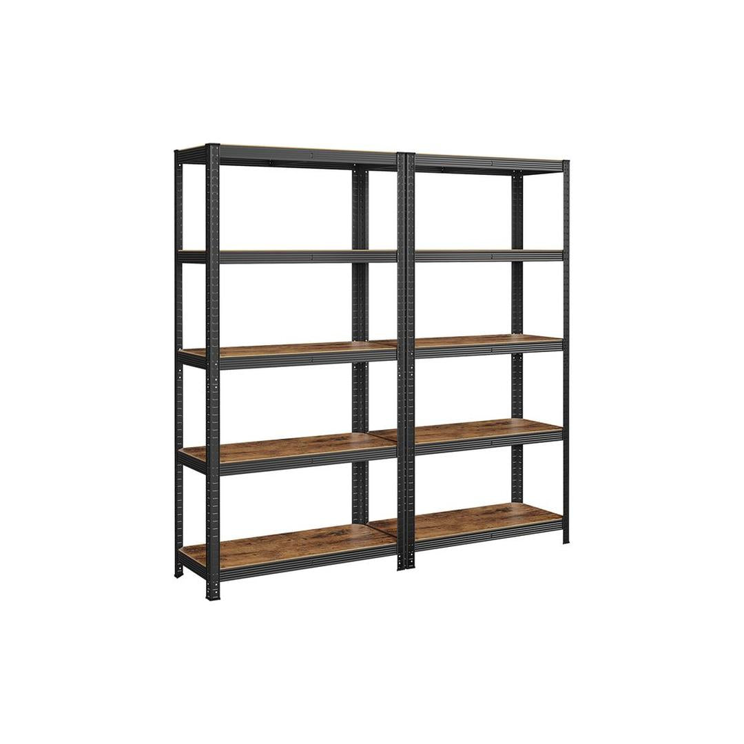 Set van 2 Opslagrekken in Zilver – 40 × 90 × 180 cm – Metalen Stellingkasten voor Berging of Garage