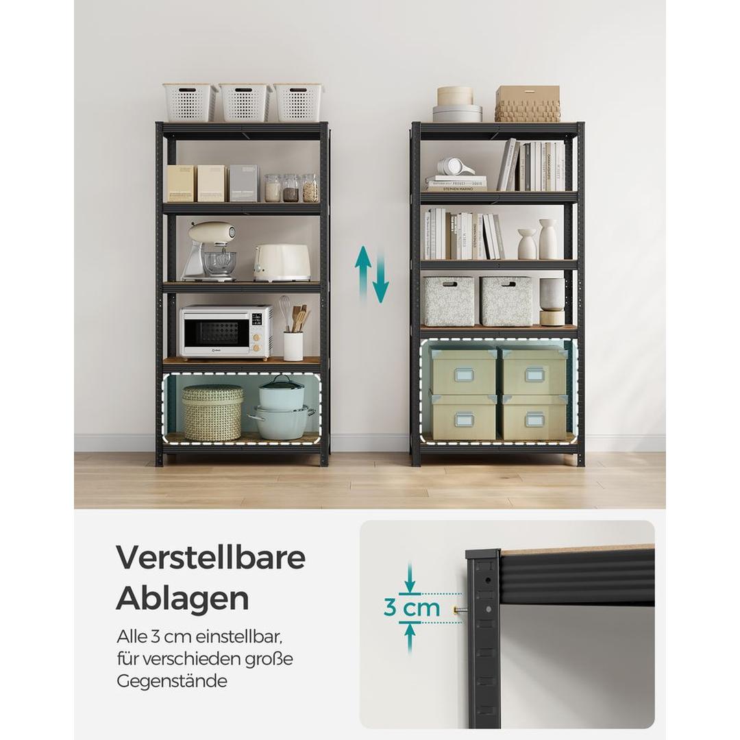 Set van 2 Opslagrekken in Zilver – 40 × 90 × 180 cm – Metalen Stellingkasten voor Berging of Garage