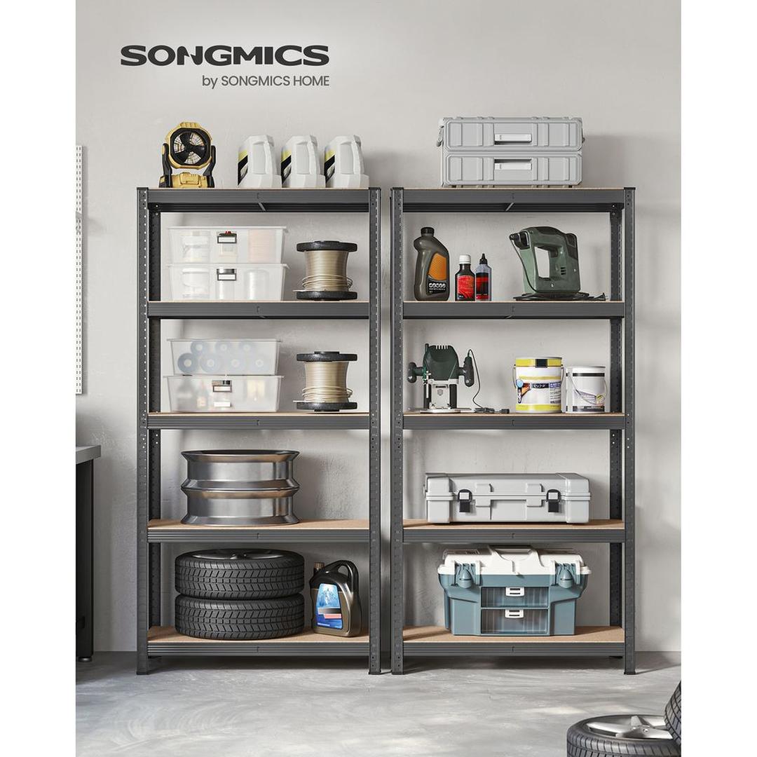 Set van 2 Opslagrekken in Zilver – 40 × 90 × 180 cm – Metalen Stellingkasten voor Berging of Garage