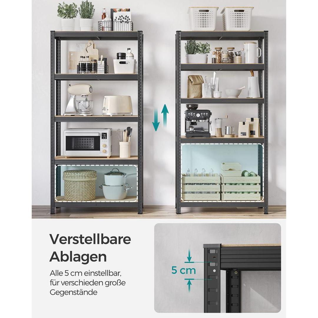 Set van 2 Opslagrekken in Zilver – 40 × 90 × 180 cm – Metalen Stellingkasten voor Berging of Garage