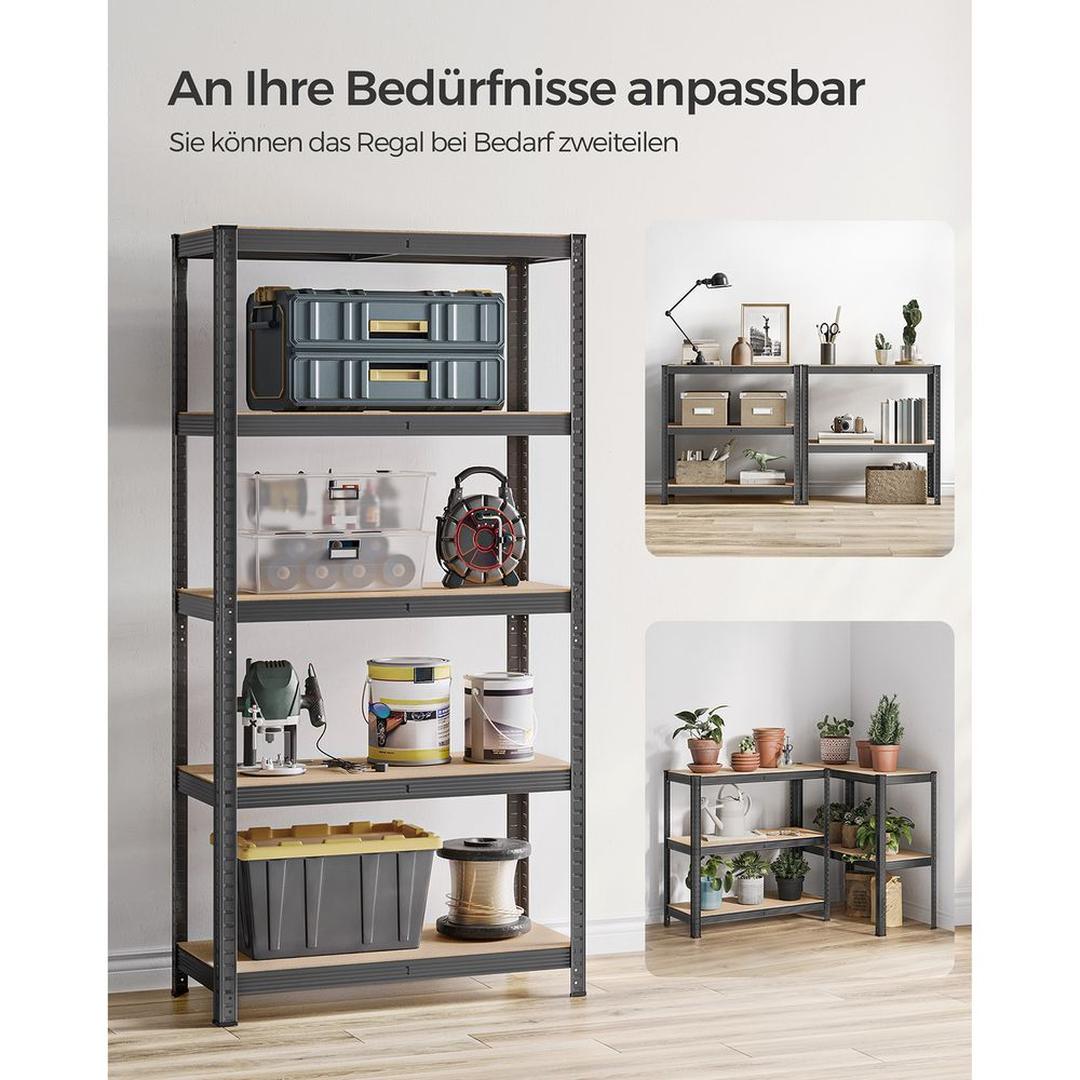 Set van 2 Opslagrekken in Zilver – 40 × 90 × 180 cm – Metalen Stellingkasten voor Berging of Garage