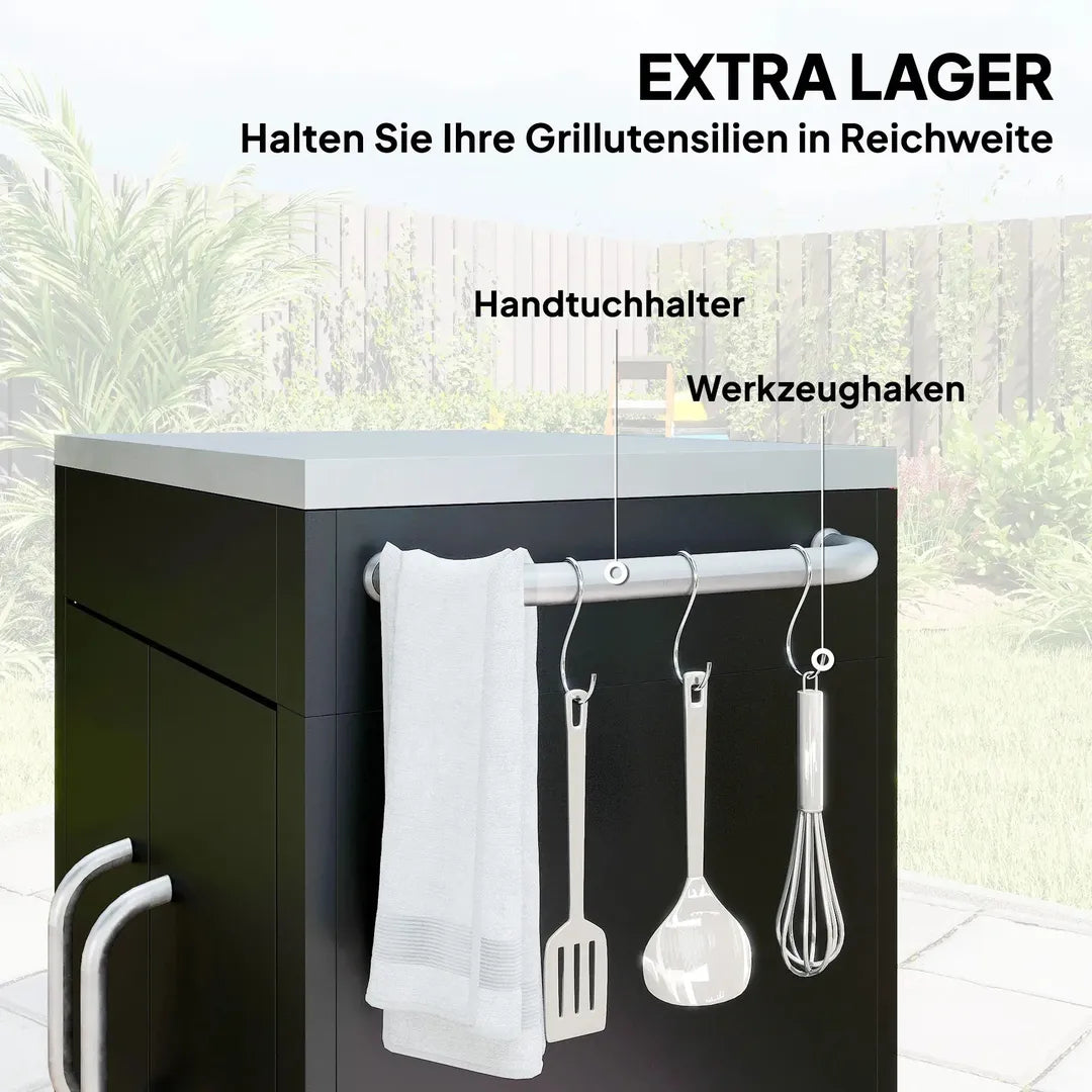 Keukentrolley met 1 Kruidenrek en 1 Handdoekhouder – 109 x 40 x 89 cm, Witte Servierwagen op Wielen