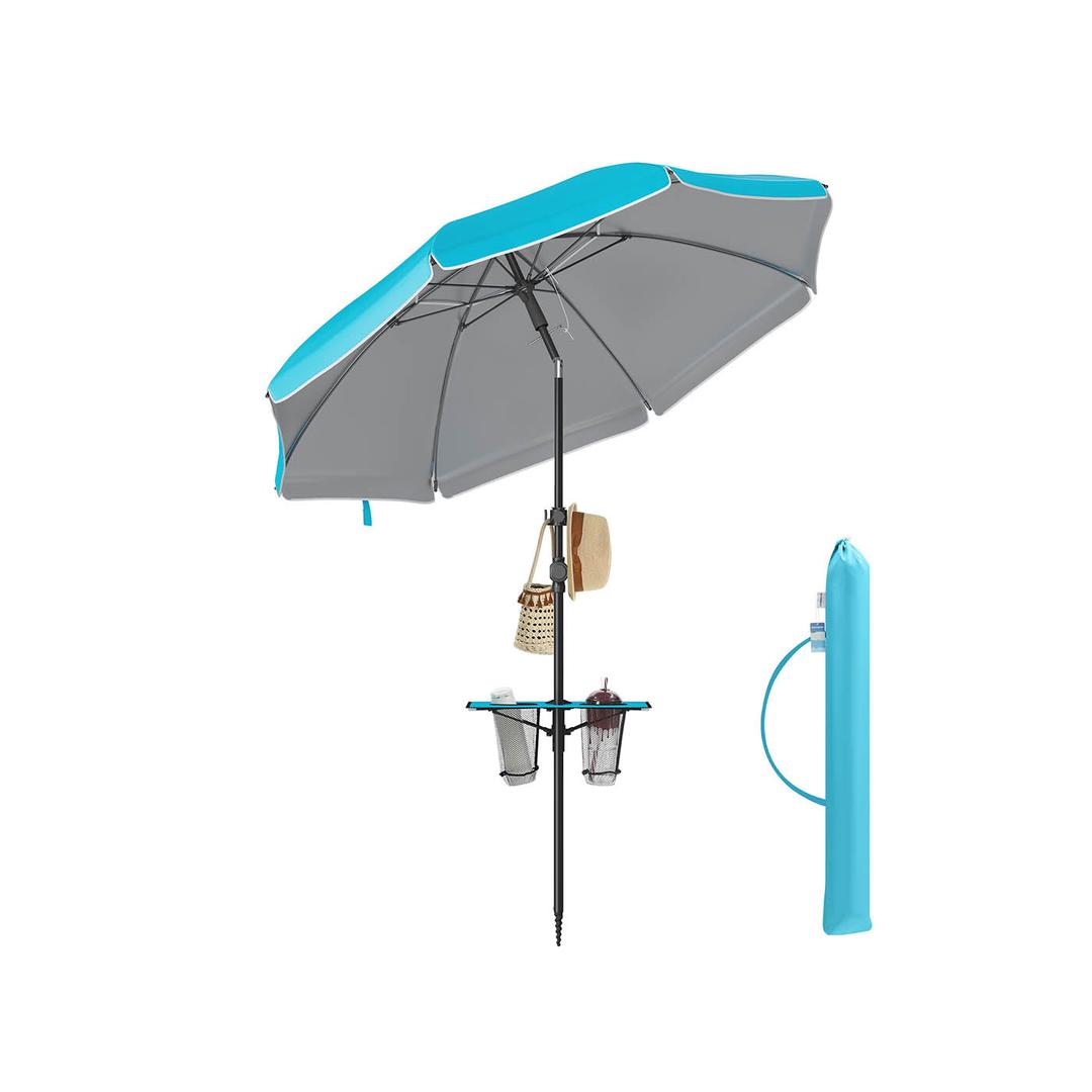 Strandparasol met opbergvak – Ø160 of 200 cm – verstelbaar 158-206 cm – UPF 50+ UV-bescherming – incl. draagtas
