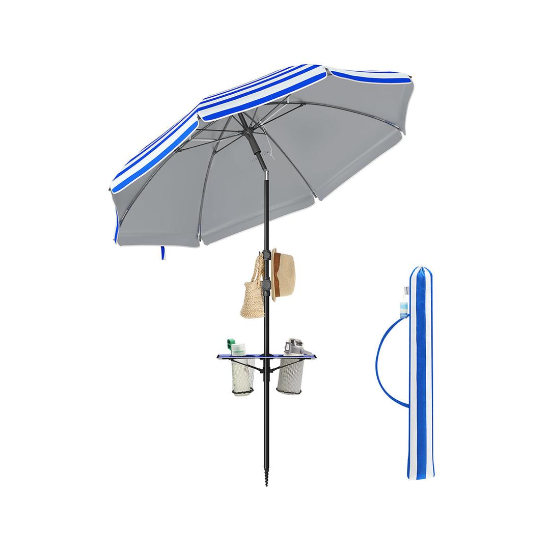 Strandparasol met opbergvak – Ø160 of 200 cm – verstelbaar 158-206 cm – UPF 50+ UV-bescherming – incl. draagtas