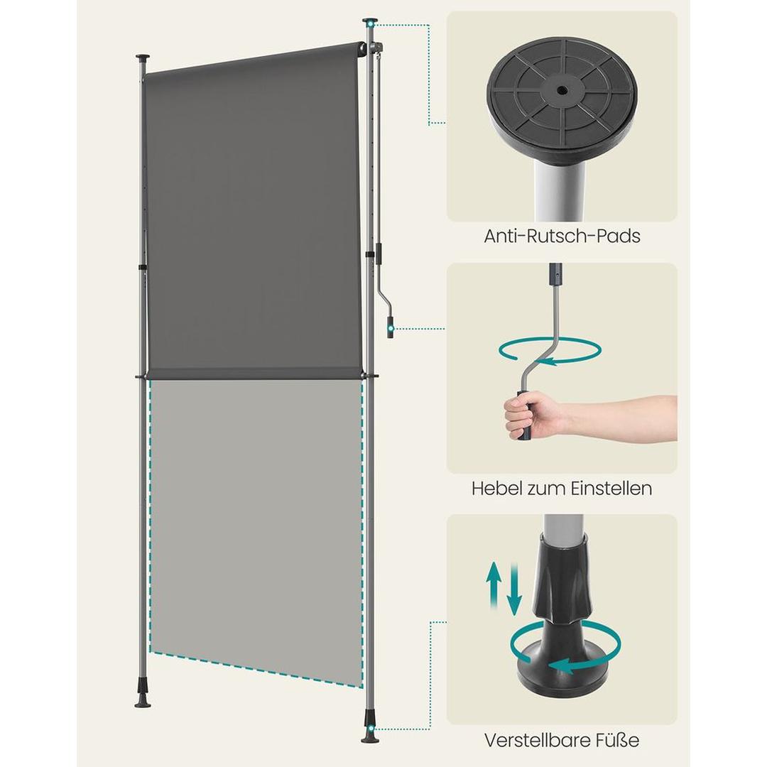 Verticale zonwering – verstelbaar 220-300 cm – 150, 120 of 200 cm breed – UPF 50+ – polyester 180 g/m²
