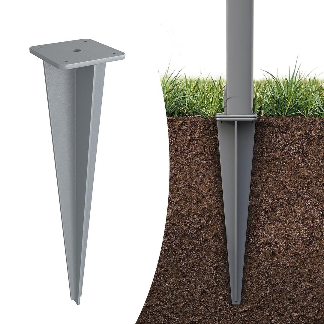 Grondanker voor zijluifel of tuinscherm – 11,5 x 11,5 x 46 cm – poedergecoat ijzer – inclusief montageschroeven