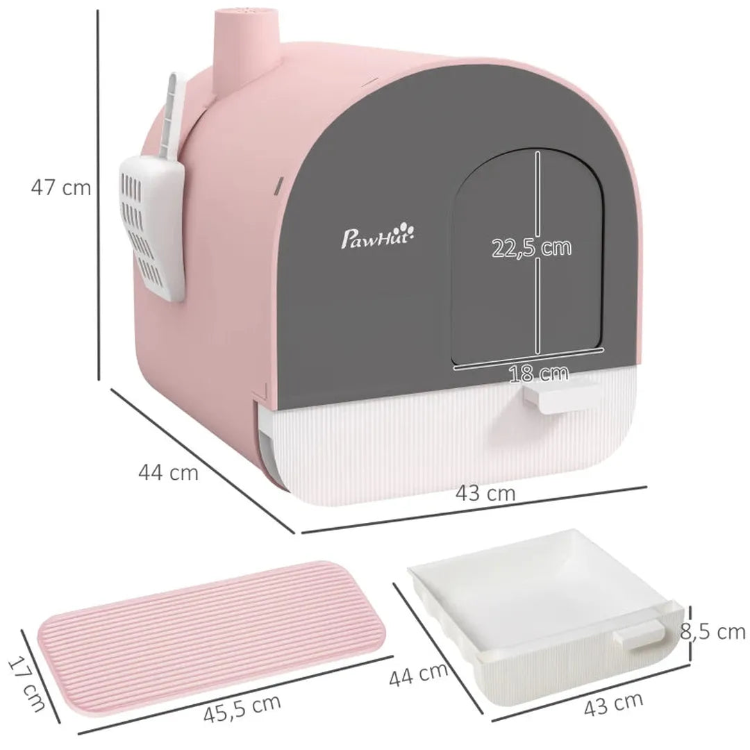 Kattenbak met filter – inclusief 1 vervangfilter en vloermat – 43 x 44 x 47 cm