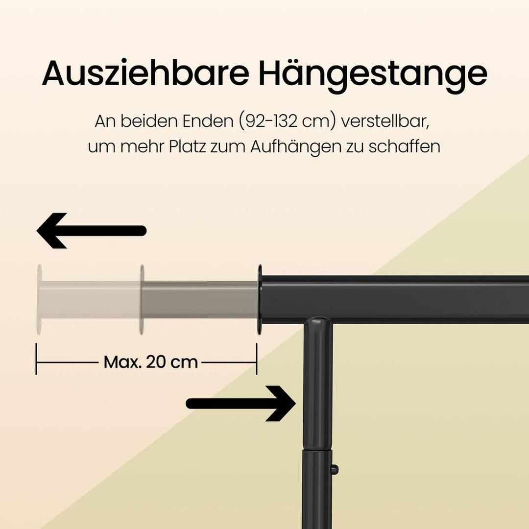 Zwaar Uitgevoerd Kledingrek op Wielen – Verrijdbare Garderobestandaard voor Jassen en Kleding