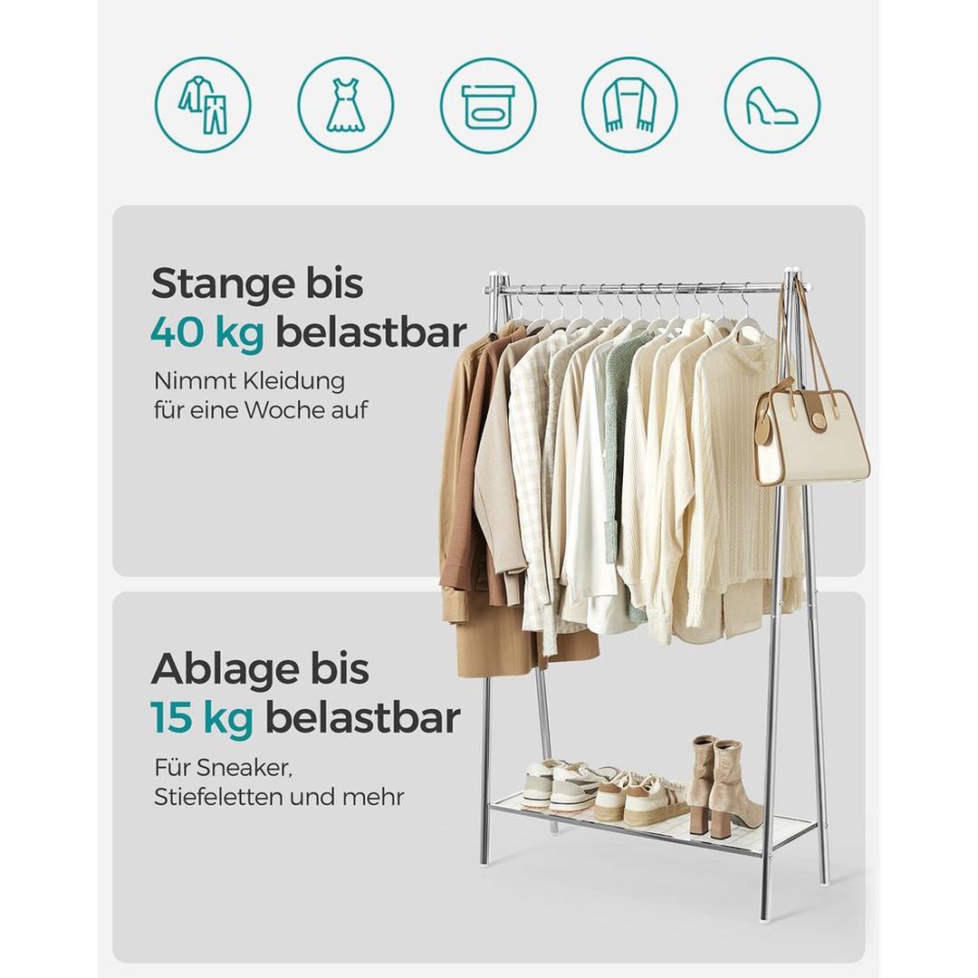 Stalen Kledingrek met Opbergplank – Vrijstaand Rek voor Kleding en Accessoires