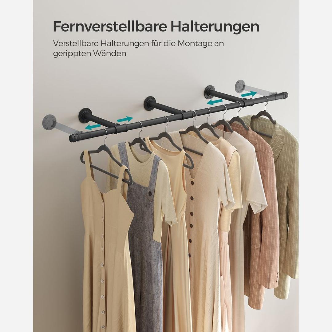 Wandgemonteerde Kledingstang – 170 cm Breed – Metalen Ophangstang voor Kleding en Jassen