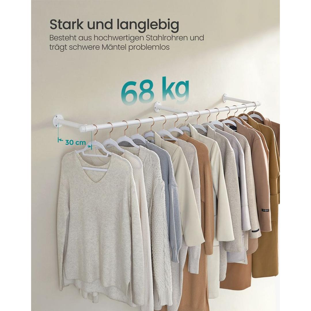 Wandgemonteerde Kledingstang – 170 cm Breed – Metalen Ophangstang voor Kleding en Jassen