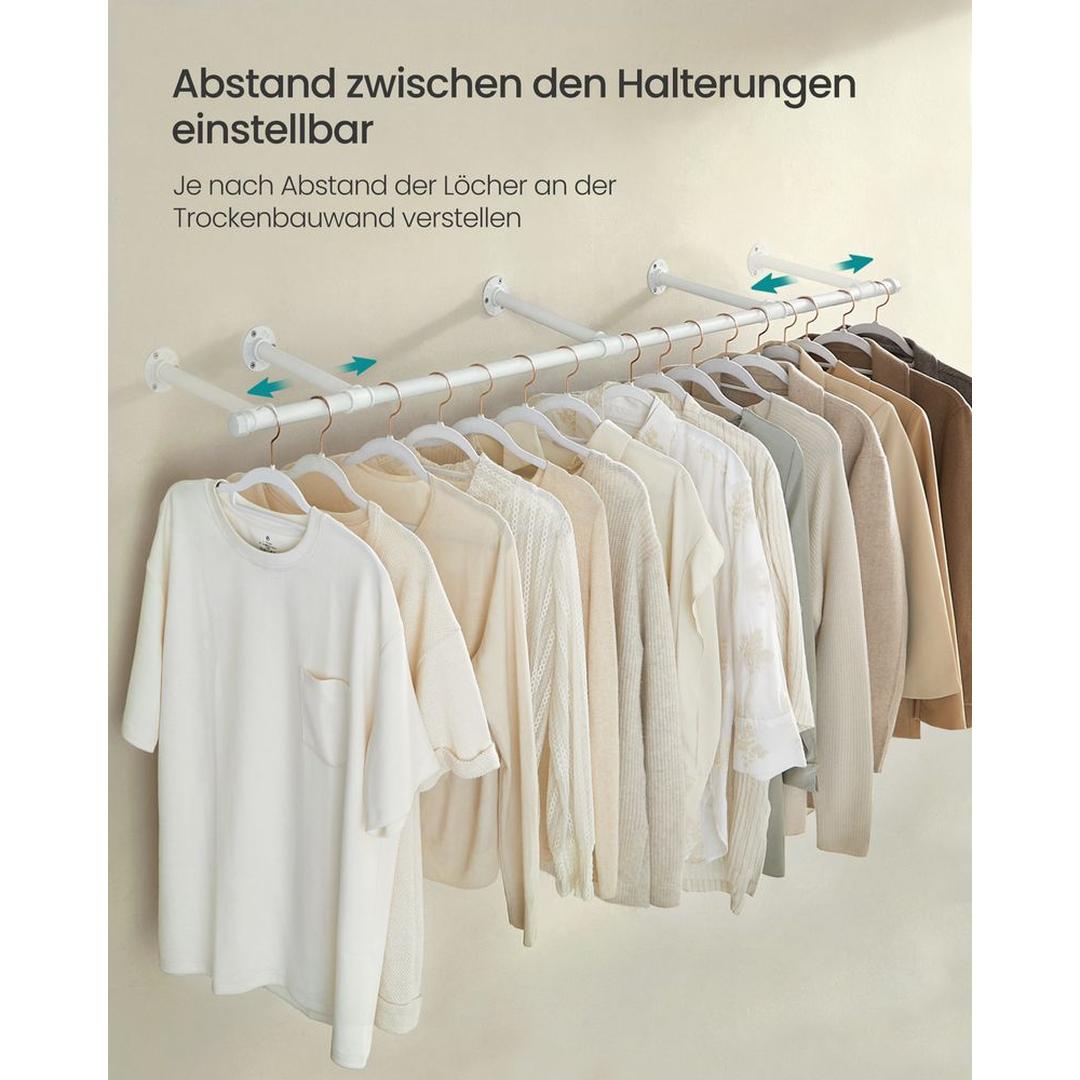 Wandgemonteerde Kledingstang – 170 cm Breed – Metalen Ophangstang voor Kleding en Jassen