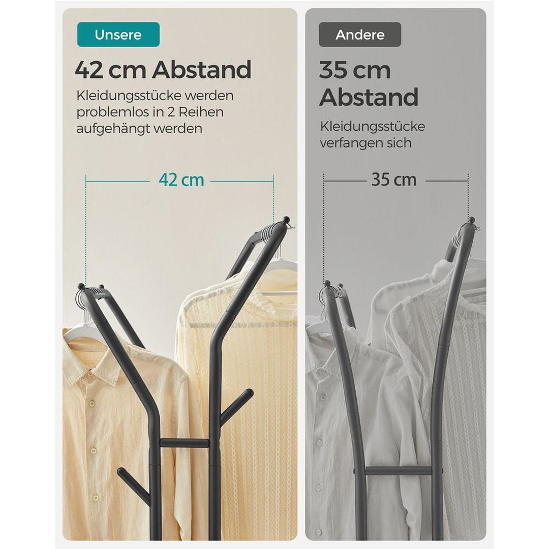 Verrijdbaar Kledingrek met Twee Ophangstangen – Zwart Dubbel Rek op Wielen voor Kledingopslag