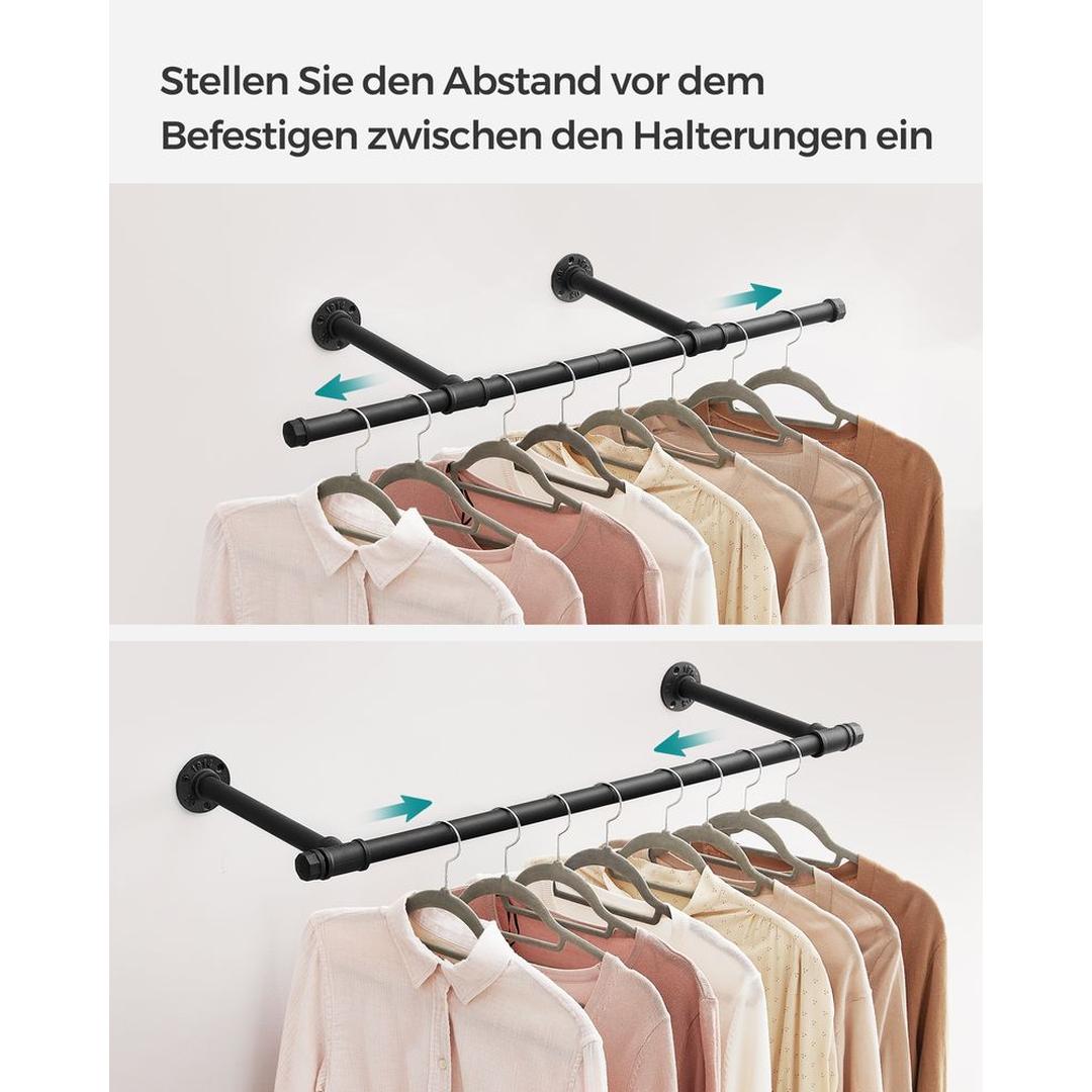 Wandgemonteerde Kledingstang – 170 cm Breed – Metalen Ophangstang voor Kleding en Jassen