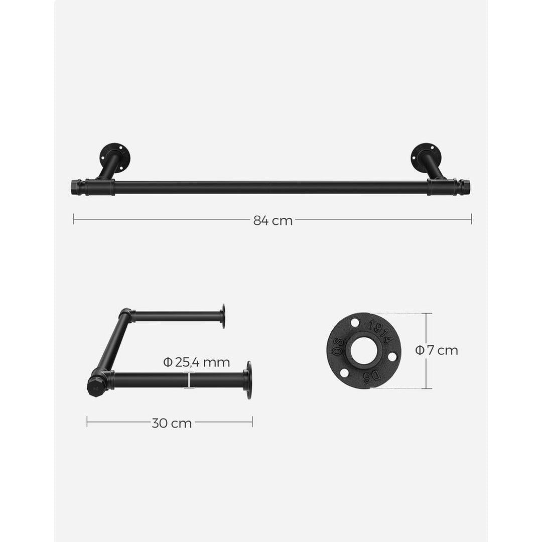 Wandgemonteerde Kledingstang – 170 cm Breed – Metalen Ophangstang voor Kleding en Jassen