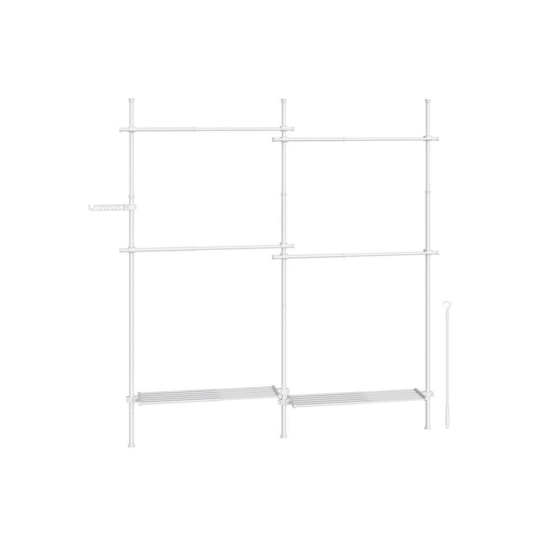 Verstelbaar Kledingrek in Breedte en Hoogte – 33,5 × 162–238 × 208–310 cm – Flexibele Opbergoplossing voor Kleding