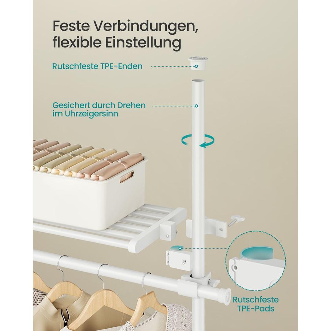 Verstelbaar Kledingrek in Breedte en Hoogte – 33,5 × 162–238 × 208–310 cm – Flexibele Opbergoplossing voor Kleding