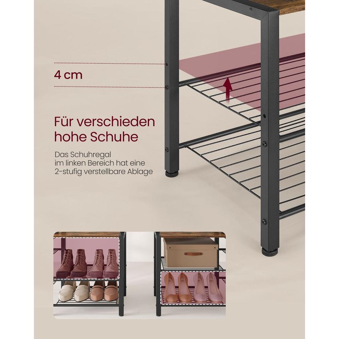 Kapstok met Schoenenbank van Spaanplaat – Halmeubel met Haken, Legplanken en Schoenenrek