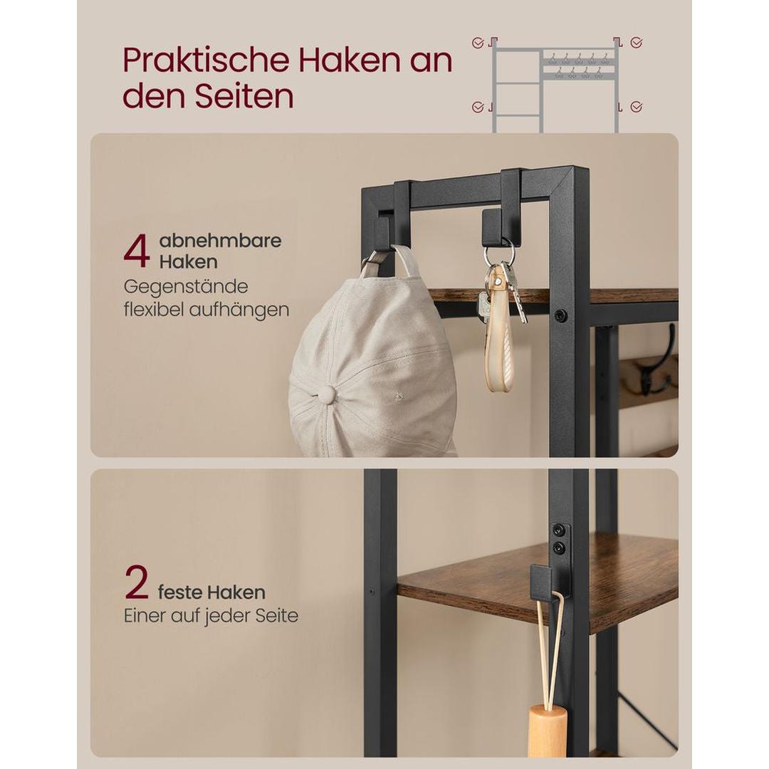 Kapstok met Schoenenbank van Spaanplaat – Halmeubel met Haken, Legplanken en Schoenenrek