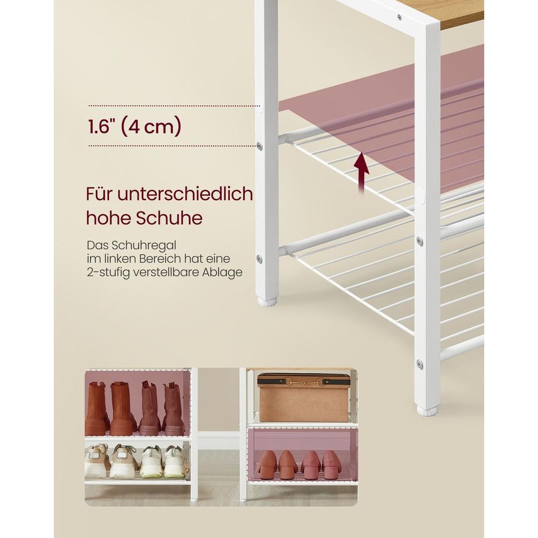 Kapstok met Schoenenbank van Spaanplaat – Halmeubel met Haken, Legplanken en Schoenenrek