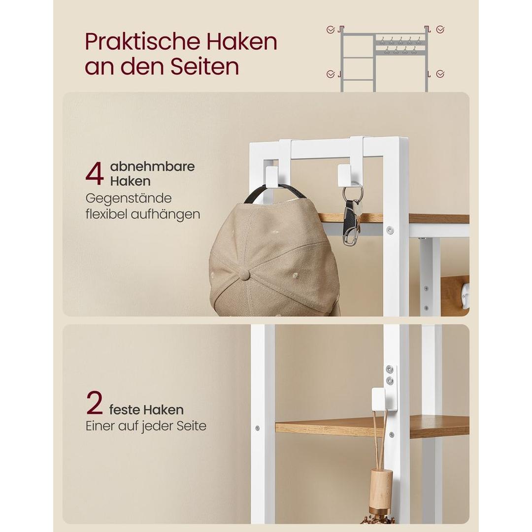 Kapstok met Schoenenbank van Spaanplaat – Halmeubel met Haken, Legplanken en Schoenenrek