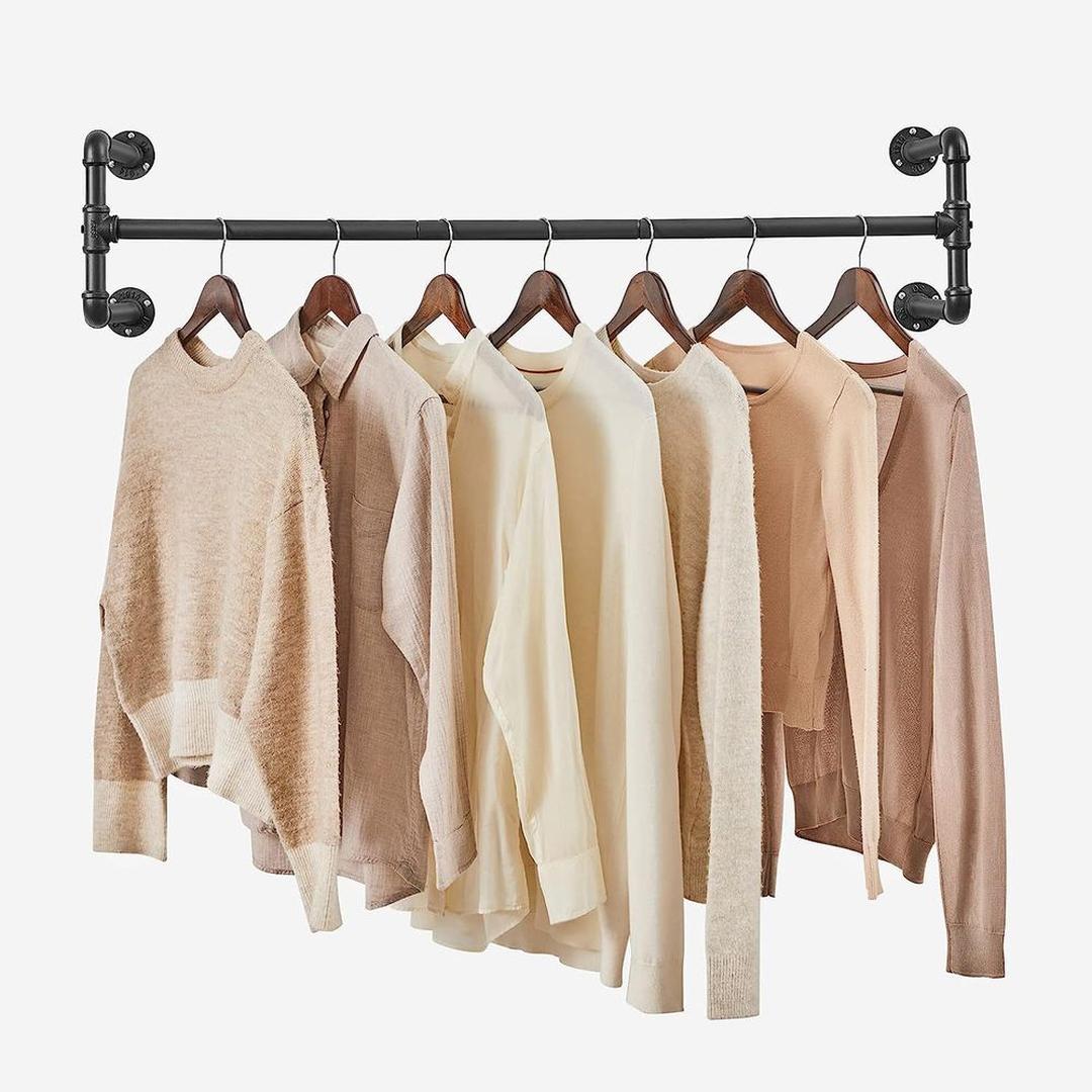 Zwarte Wandgemonteerde Kledingstang – Metalen Ophangstang voor Kleding en Jassen