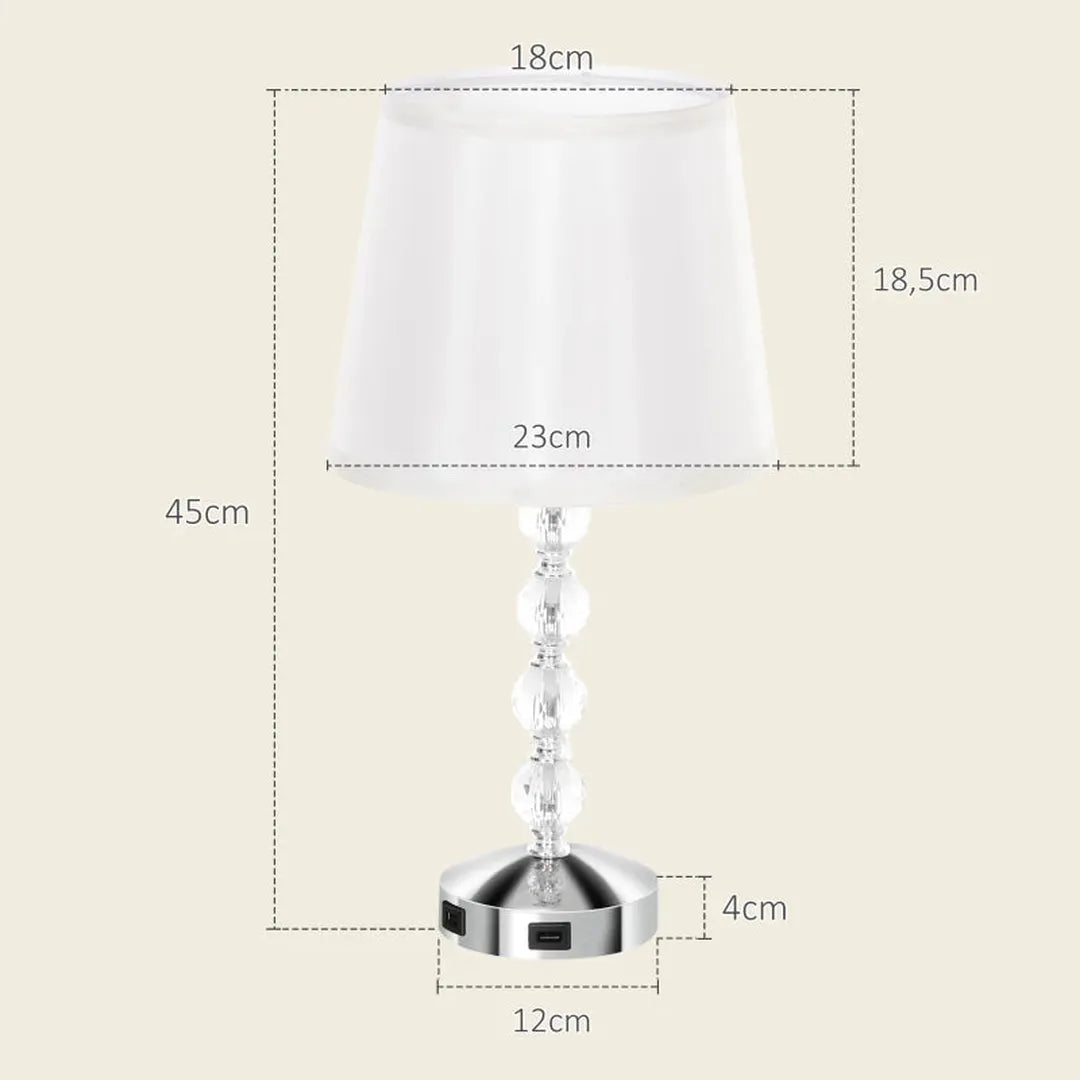 Set van 2 tafellampen – E27 fitting – amberkleurig glas en linnen – metalen voet – Ø30 x 56 cm