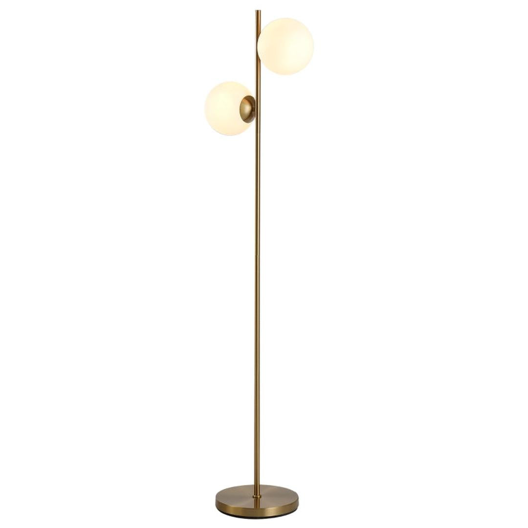 Staande lamp met 3 glazen kapjes – E27 fitting – voetschakelaar – zwart